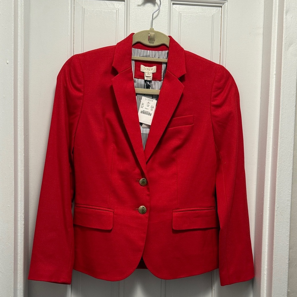 J. Crew Bright Red Tailored Blazer NWT